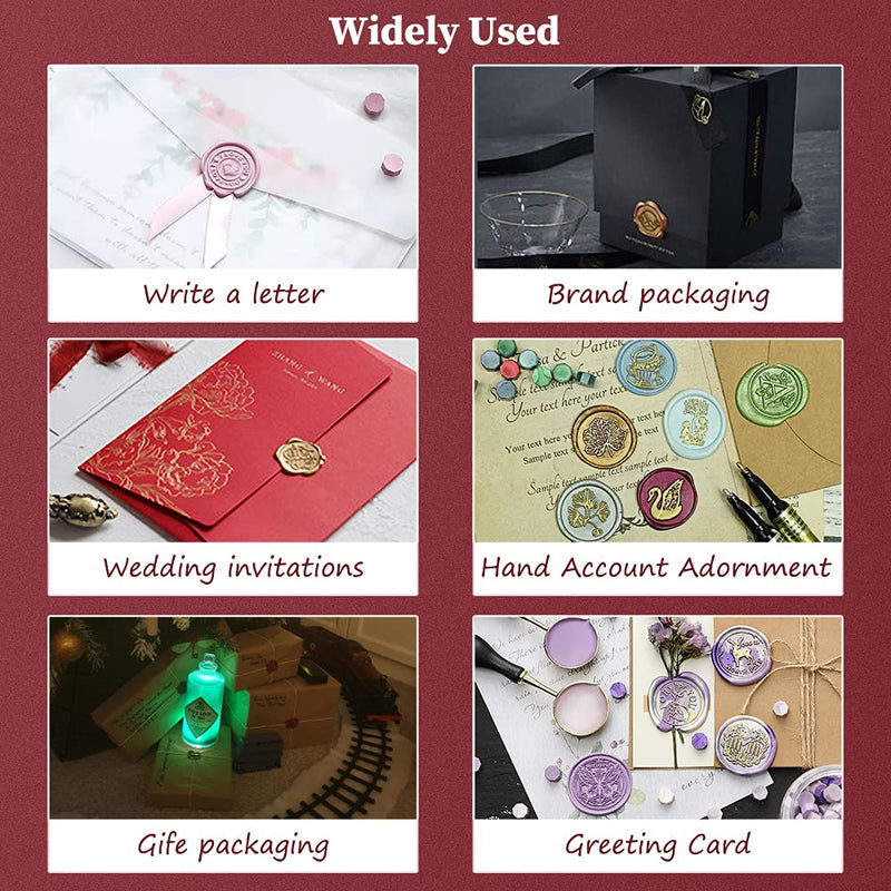 Wax Seal Stamp, Animal Wax Seal Stamp Set with 6 PCS Removable Brass Heads and 1 Wooden Handle, Dragon Mermaid Peacock Wax Seal Stamp Kit for Wedding Invitation Envelopes Decoration Starry Animal Wax Seal Stamp Set 1