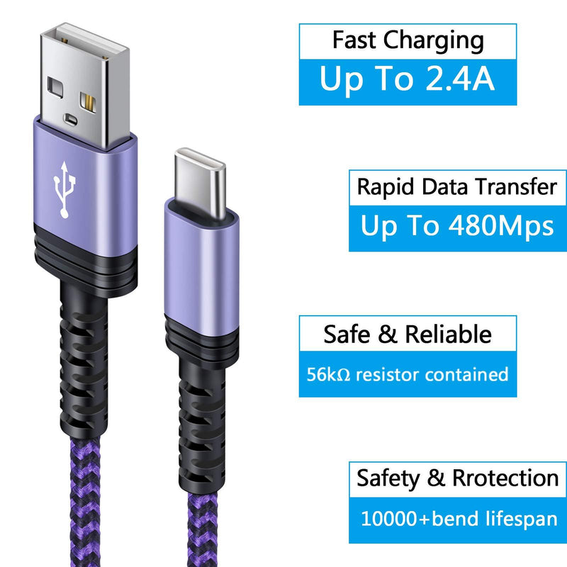 C Charger Cable Fast Charging Phone Android Power Cord 4Pack for Samsung Galaxy Note 21/20 Ultra, S21+/S20 Plus/S21Ultra,S20 FE/S10 Plus/S9 A11/A21/A51/A71, iPad Pro 12.9/11,Google Pixel 5 4A XL