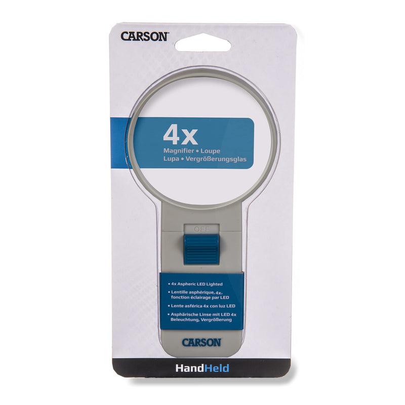 Carson Illuminated LED Lighted 4x Hand Held 3.0'' Aspheric Magnifier (SV-40) 4x Magnification (3.0'' Lens Diameter)