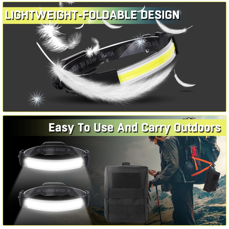 LED Headlamp 2 Pack,Super Bright 1500Lumen USB Rechargeable Headlamp with Tail Red Light ,Wide Beam Illumination Waterproof Headlamp,3 Modes Adjustable Headband Head Lamp for Running,Fishing