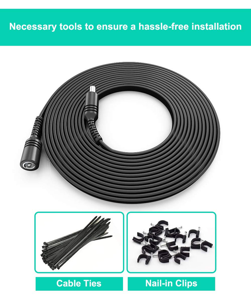 Itramax 30ft 12V DC Extension Cable (2-Pack),DC 2.1mm x 5.5mm 5521 Power Supply Adapter Flat Extender Cord,Female to Male Wire for CCTV Security Camera,IP Network Camera,DVRs and More Devices Black