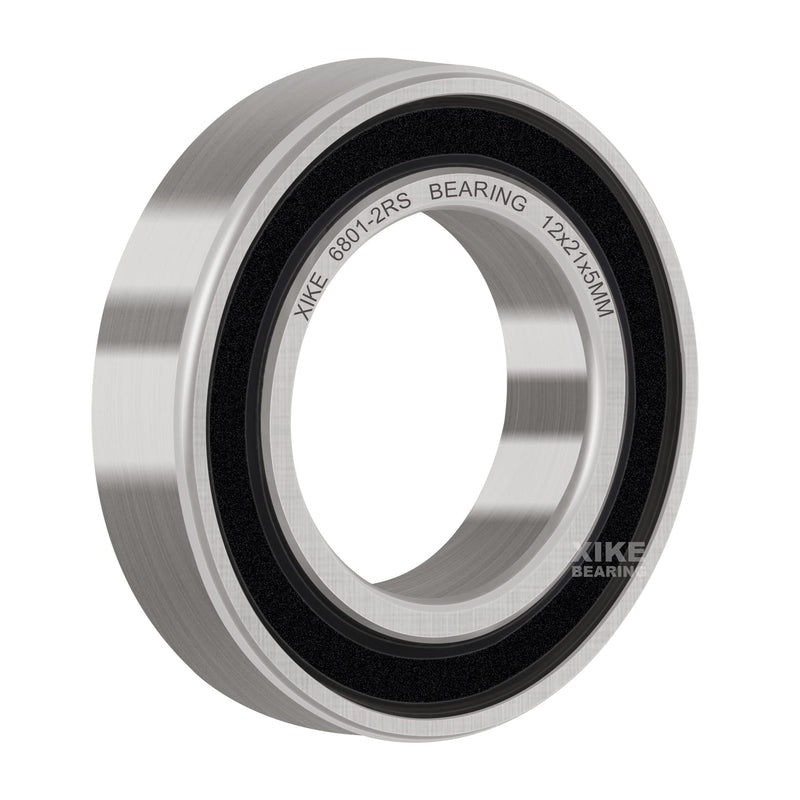XIKE 10 Pcs 6801-2RS Bearings 12x21x5mm, Double Rubber Seals and Pre-Lubricated, Deep Groove Ball Bearing. 6801-2RS 12x21x5mm