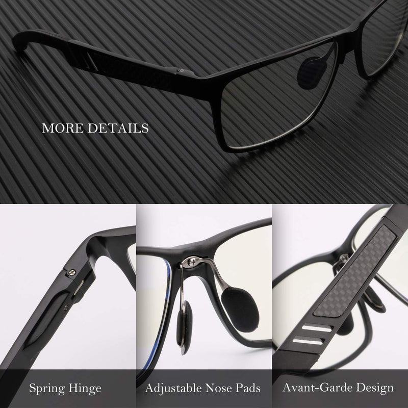 Blue Light Blocking Glasses for men women Classic Rectangle Blue Light Glasses Lightweight Eyeglasses Frame 01-black