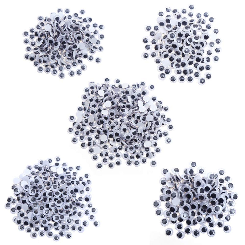 DECORA 1000pcs Round Plastic Black Googly Wiggle Eyes Self-Adhesive Wide Variety Assorted Sizes 1000pcã€€ï¼–ï¼ï¼‘ï¼’ï½ï½