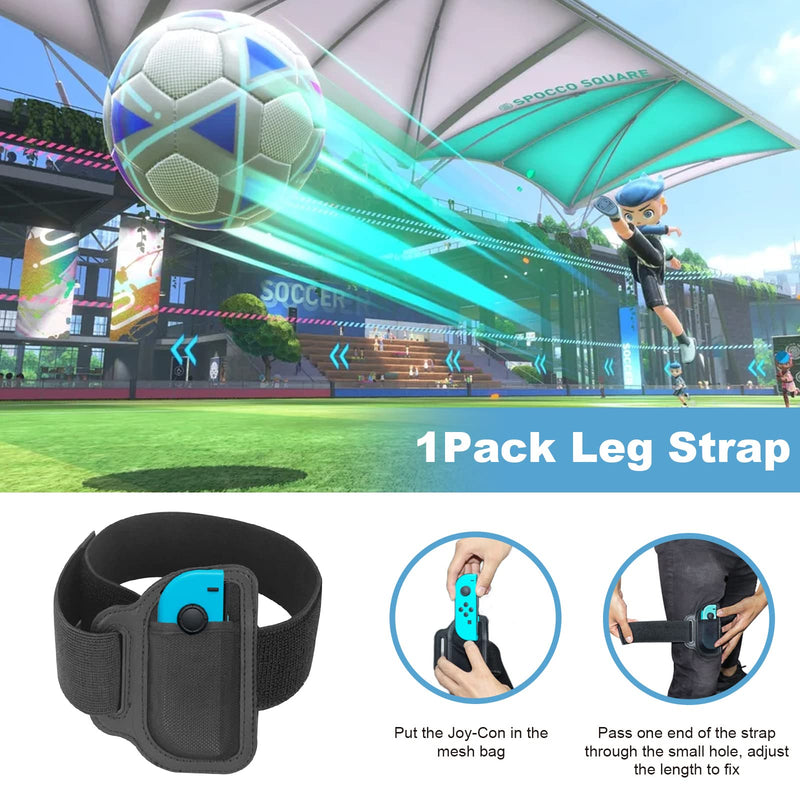 JoyHood Leg Strap for Switch/Switch OLED Joy-Con Controller, Game Accessories compatible with Switch Sports Play Soccer/Ring Fit Adventure, Adjustable Elastic Switch Leg Straps for Adults & Kids