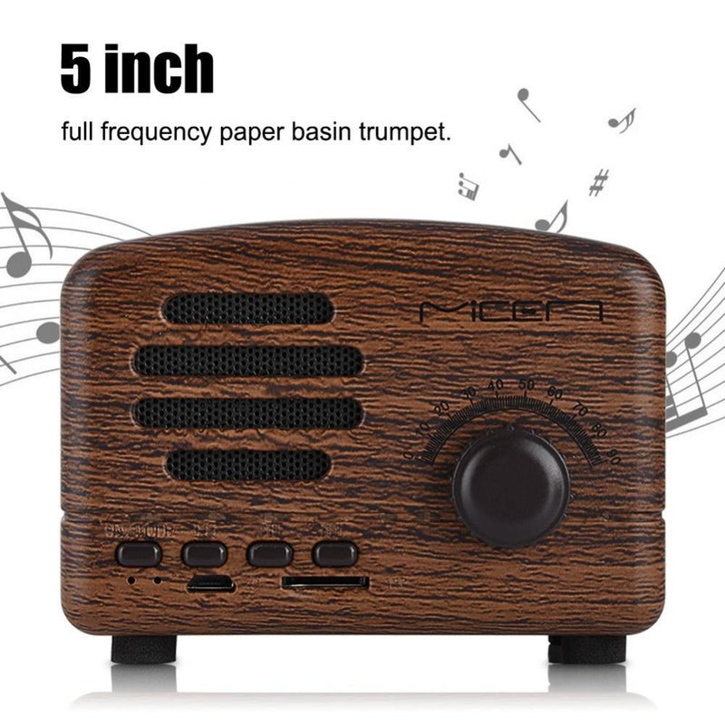 fosa Wireless Bluetooth Speaker, Retro Portable Wooden Desktop Speaker Bass Stereo FM Radio Support USB TF Card for Travel, Home, Beach, Bathroom, Outdoors(Rose Wood)