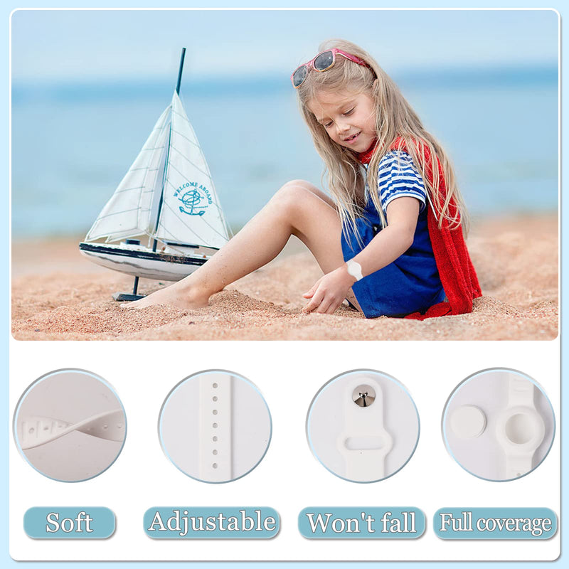 Kids Waterproof Airtag Bracelet Compatible with Apple AirTag, Hidden Silicon Protective Case for Air Tag GPS Tracker Holder, Adjustable Anti-Lost Watch Band for Toddler Child (Black & White) Black&White