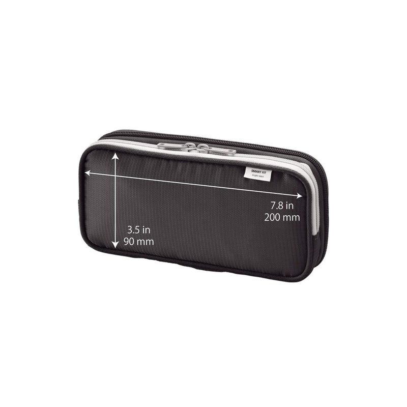 LIHIT LAB Double Pen Case, Large, 4.1 x 8.7", Black (A7661-24) (A-7661-24) 4.1" x 8.7"