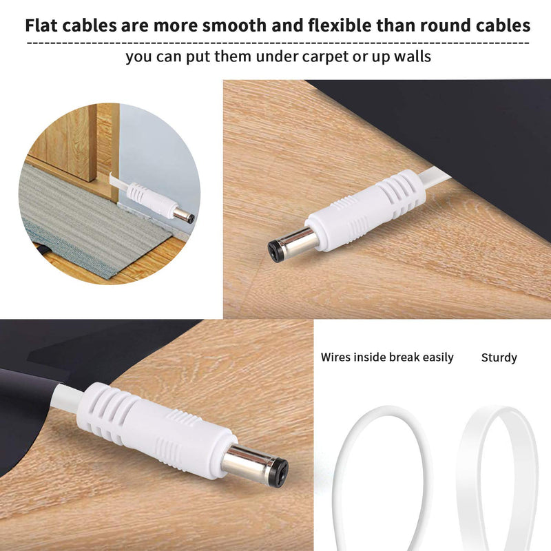 3 Pack DC Power Extension Cable 25ft 2.1mm x 5.5mm Compatible with 12V DC Adapter Cord for CCTV IP Camera, LED, Car, White