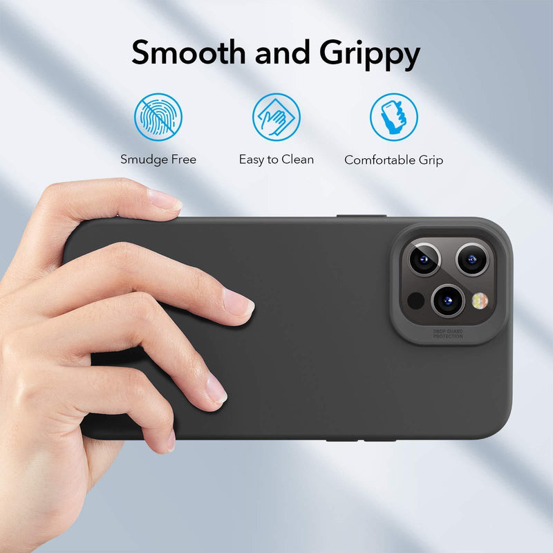 ESR Premium Silicone Designed for iPhone 12 Case and iPhone 12 Pro Case,[Liquid Silicone] [Soft Touch Gel Rubber] [Full Body Shockproof Protection] [Microfiber Lining], (2020) 6.1" - Black