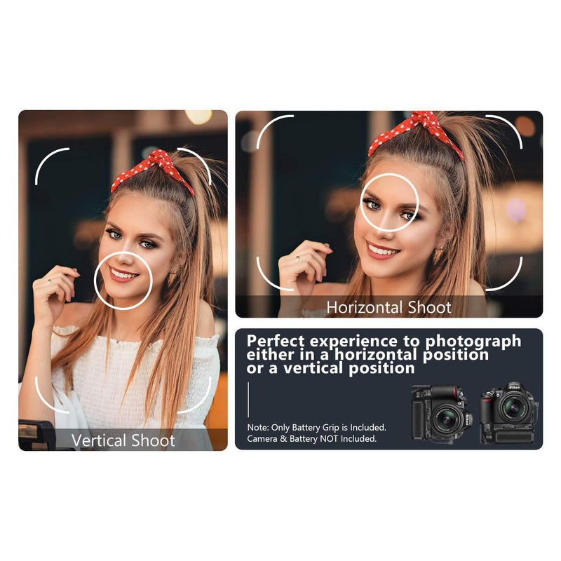 Neewer Professional Vertical Battery Grip Replacement for Nikon D3100/D3200/D3300/D5300 SLR Digital Camera, Works with 1 or 2 Pieces EN-EL14 Batteries