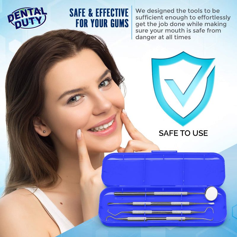 Professional Dental Instrument Set – User-Friendly Stainless Steel Dental Tools – Teeth Cleaning Kit Includes Plaque Remover for Teeth, Tooth Pick Tool, Dental Scaler & Dental Mirror – Blue