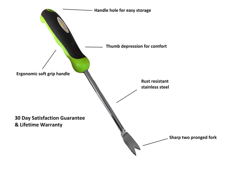 Garden Guru Dandelion Weeder Tool with Ergonomic Handle - Stainless Steel Weed Puller for Planting, Weeding, Flower and Vegetable Care in Lawn Garden Yard | Rust Resistant 1 Pack