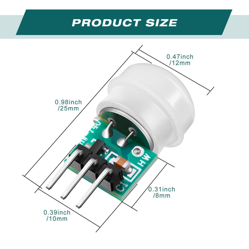 Weewooday 10 Pieces AM312 Mini Human Sensor Module IR Pyroelectric Infrared PIR Motion Sensor Detector Modules DC 2.7V to 12V, Working Temperature Minus 20 Degrees Celsius to 60 Degrees Celsius