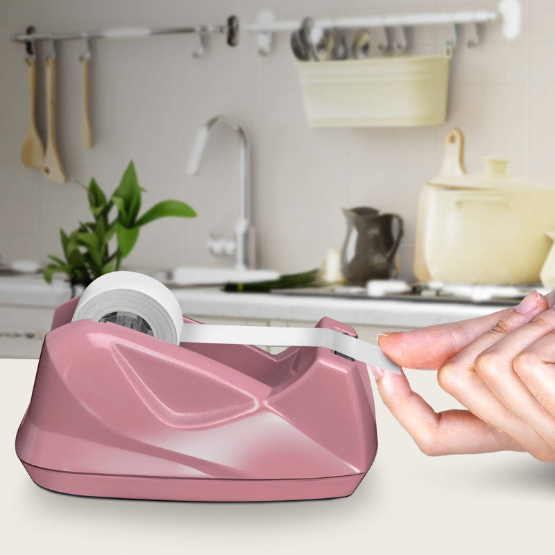 Acrimet Premium Desktop Tape Dispenser Non-Skid Base (Heavy Duty) (Pink Color)