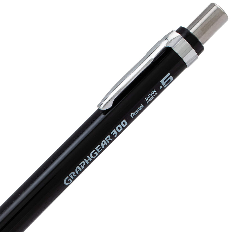 Pentel Arts GraphGear 300 Mechanical Pencil, (0.5mm) Fine line, 1-Pack, Black Barrel 0.5mm