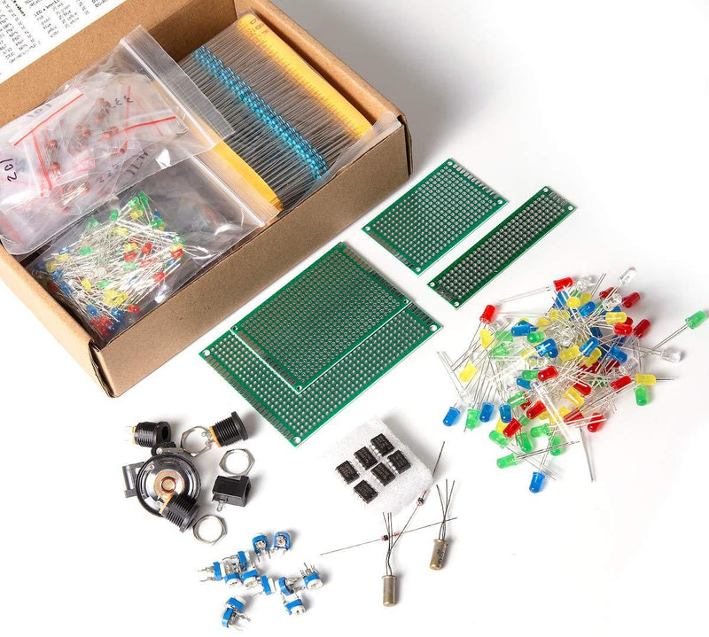 Mega Electronic Component Kit Assortment, Capacitors, Resistors, LED, Transistors, Diodes, 1n270 Germanium, DC Jacks, opamp, PCB, Speaker, 1900 pcs