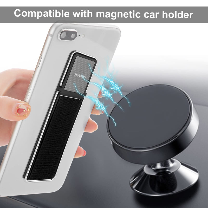 4 Pieces Phone Grip Strap Telescopic Phone Kickstand Elastic Finger Holer Hand Strap Adhesive Loop for Phone Grip with Stand Compatible with Most Smartphones (Black, Silver, Gold, Rose Gold) Black, Silver, Gold, Rose Gold
