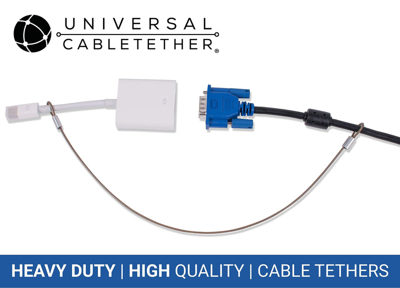 Universal CableTether - Heavy Duty Custom Length Cable Tethers (10 Pack) - Do-It-Yourself, Adjustable, Tamper-Resistant - Secure Conference Room Computer Display Adapters and Mac Adapters