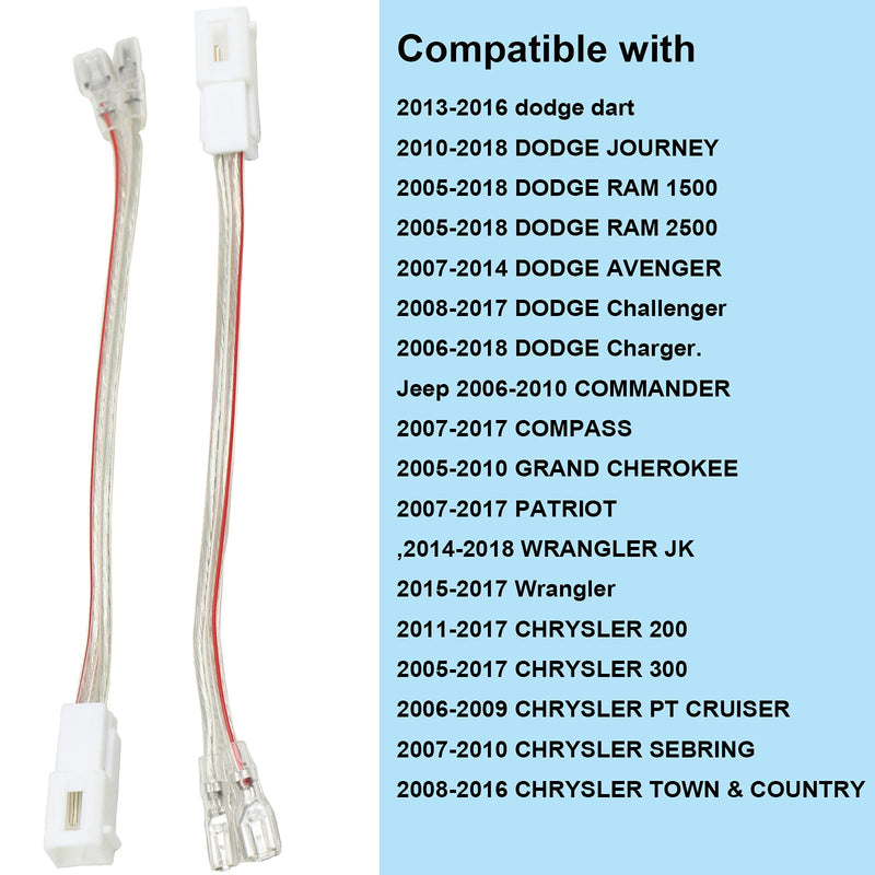 RED WOLF Replacement for Dodge Ram Jeep Chrysler 2005-2020 Aftermarket Front Dash Tweeters Speaker Wiring Harness Connector Plug