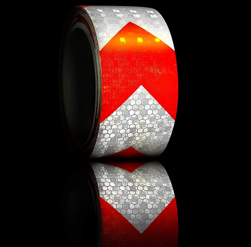 VViViD High-Intensity Reflective Red and White Striped Arrow Self-Adhesive Conspicuity Tape… (1" X 25ft) 1" X 25ft