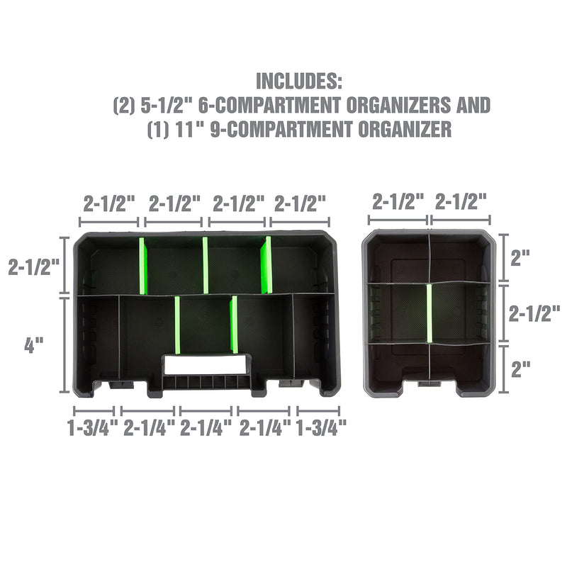 OEMTOOLS 22186 Tool and Parts Organizer Set, 3 Piece | Comes with an 11” Nine-Compartment Tool Tray & Two 5.5” Six-Compartment Trays | Removable Dividers Let You Customize Your Storage