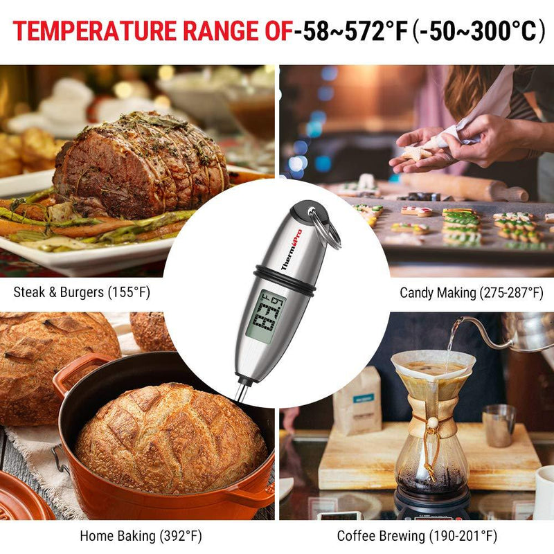 ThermoPro TP-02S Instant Read Meat Thermometer Digital Cooking Food Thermometer with Super Long Probe for Grill Candy Kitchen BBQ Smoker Oven Oil Milk Yogurt Temperature 1