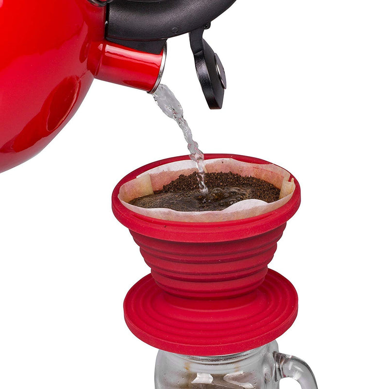 Kuissential SlickDrip- Collapsible, Reusable Silicone Coffee Dripper- Filter Cone- Easy Manual Coffee Brew Maker- Makes 1 to 2 cups of Strong Brew Flavor- For Hiking, Camping, Home, Office
