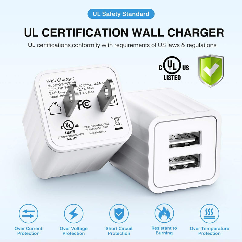 Vagavo for iPhone Charger, MFi Certified Lightning Cable Fast Charging 6ft Data Sync Transfer Cord Dual Port USB Wall Charger Compatible with iPhone 12 11 Xs Max XR X 8 7 6S 6 Plus SE 5S iPad (2 Sets)
