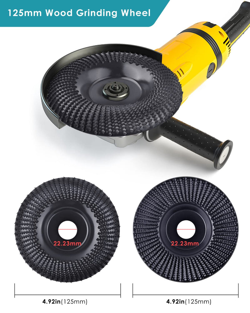 2 pack wood grinding disc for angle grinder 125 mm, BROTOU wood grinding disc, wood milling cutter rasp disc grinding discs 125 mm angle grinder for angle grinder polishing, carving, sanding 2