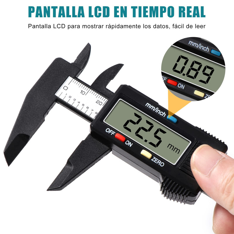 Vinabo digital caliper caliper, 150 mm / 6 inch classic digital caliper with large LCD display for outdoor, indoor and depth measurement, digital caliper, electronic measuring tool