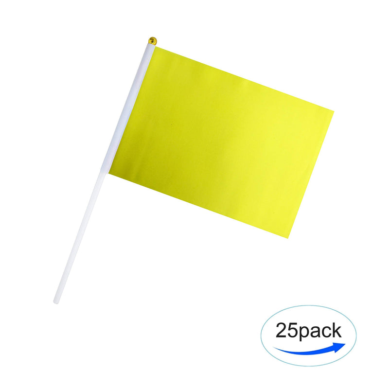 Consummate 25 Pack Solid Yellow Flag Small Mini Plain Yellow DIY Flags On Stick,Party Decorations for Parades,Grand Opening,Kids Birthday,Party Events Celebration