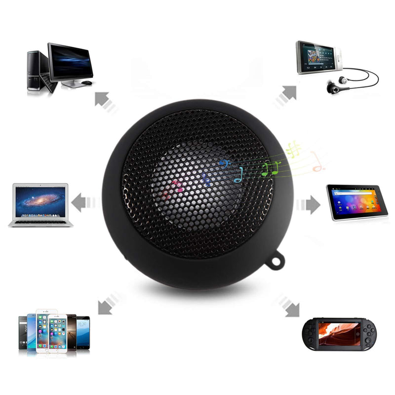 Mini Speaker, Portable Plug in Speaker with 3.5mm Aux Audio Input Built-in 180mah Battery for Laptop Computer MP3 Player Cellphone Black