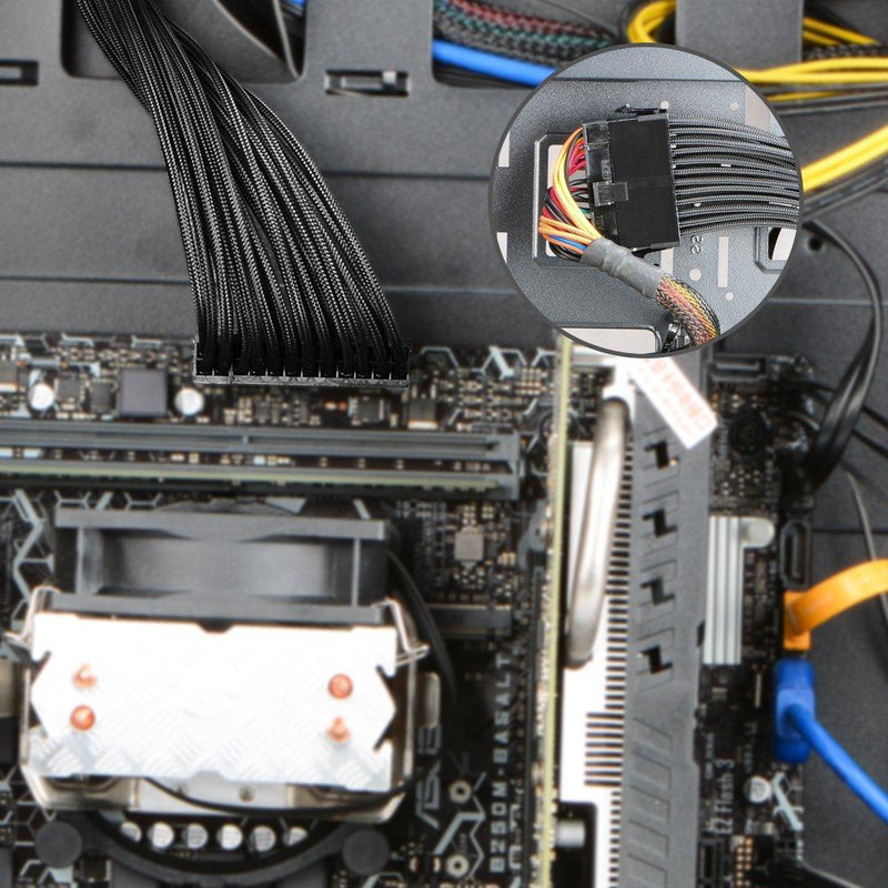 J&D ATX 24 Pin Motherboard Power Extension Cable, Male to Female 12 inch 12 inch / 30cm