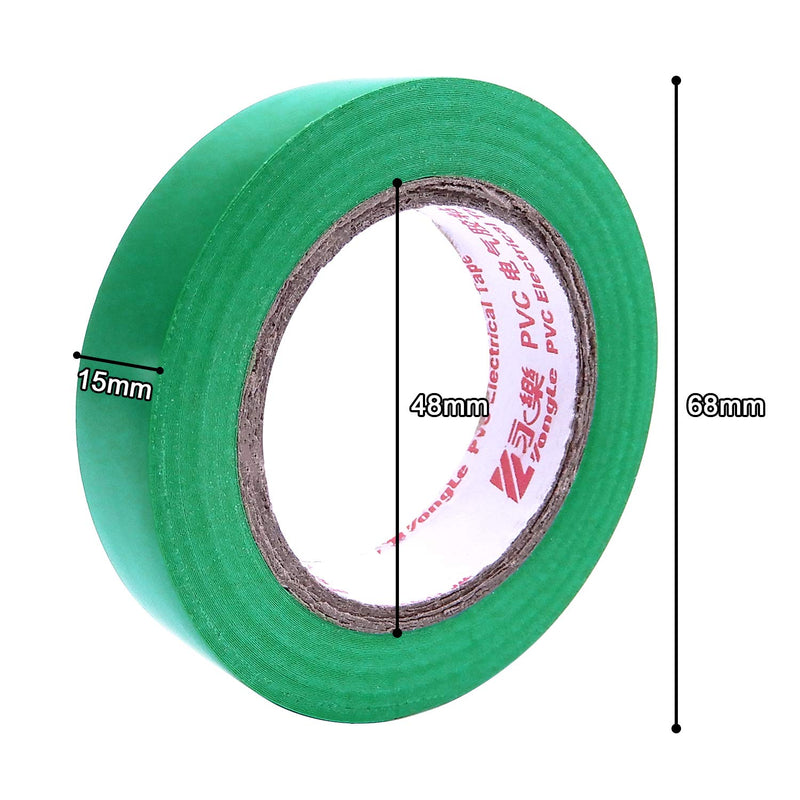 Electrical Insulation Tape, Maveek PVC Vinyl Electrical Tapes with Rubber Based Adhesive, Heat Resistant, Flame Retardant, Waterproof(6 Rolls,Green) green