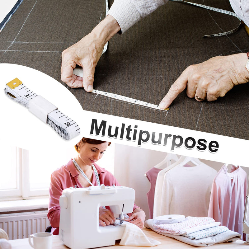Body Measuring Tape 60 inch, Body Tape Measure, Lock Pin and Push Button Retract, Body Measurement Tape, White