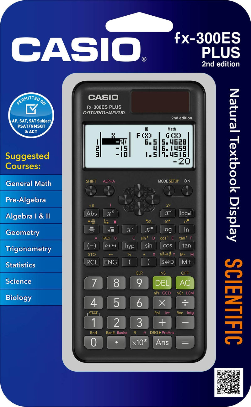 Casio fx-300ESPLUS2 2nd Edition, Standard Scientific Calculator, Black