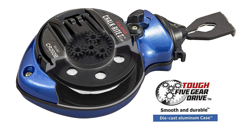 TAJIMA Chalk Box - Chalk-Rite II Snap-Line with Ultra Thin 0.5mm Chalk Line & Five Gear Quick Retrieval - CR202B-P