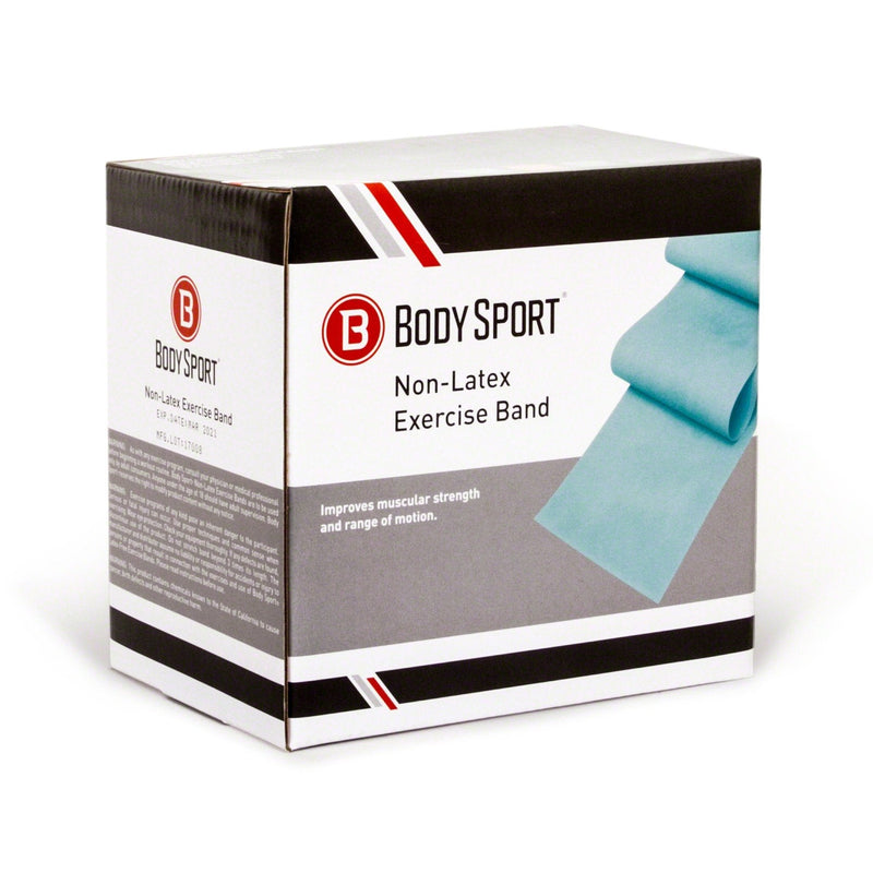 Body Sport Exercise Bands - 25 yd. Roll of Special Resistance Bands for Stretching, Fitness or Physical Therapy, Non-Latex Light Blue
