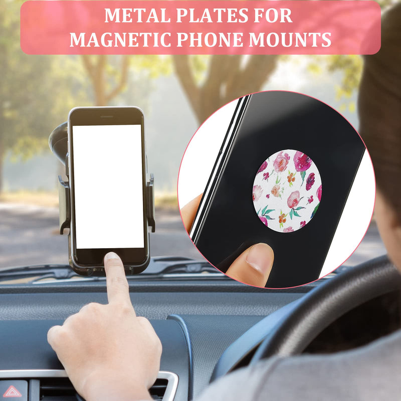 8 Pcs Phone Magnet Car Metal Plate Mount Metal Plate for Cell Holder Magnetic Car Mount Compatible with Magnetic Car Mounts Replacement Sticker (Floral Style) Floral Style