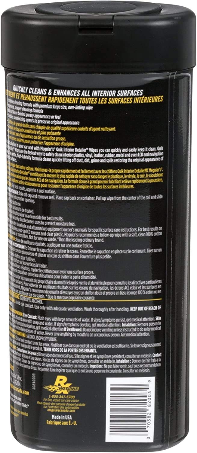 Meguiar's G13600 Quick Interior Detailer Wipes 25 7" X 9"