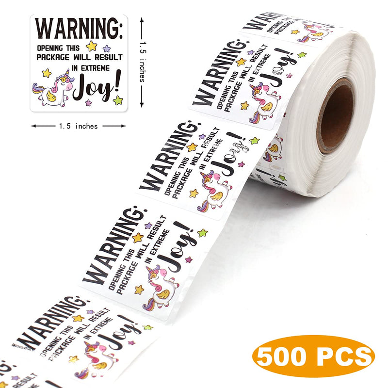 Muminglong 1.5 Inch Warning Opening This Package Will Result in Extreme Joy Sticker,Unicorn Sticker,Thank You Sticker,Small Shop Sticker, Small Business, Handmade Sticker,Packaging Sticker, 500 PCS