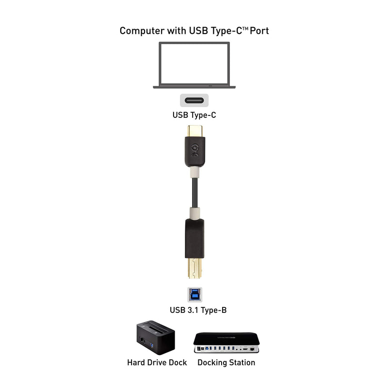 Cable Matters USB C to USB B 3.0 Cable (USB C to USB Type B 3.0, 3.0 USB B to USB C) in Black 3.3 Feet 3.3 ft