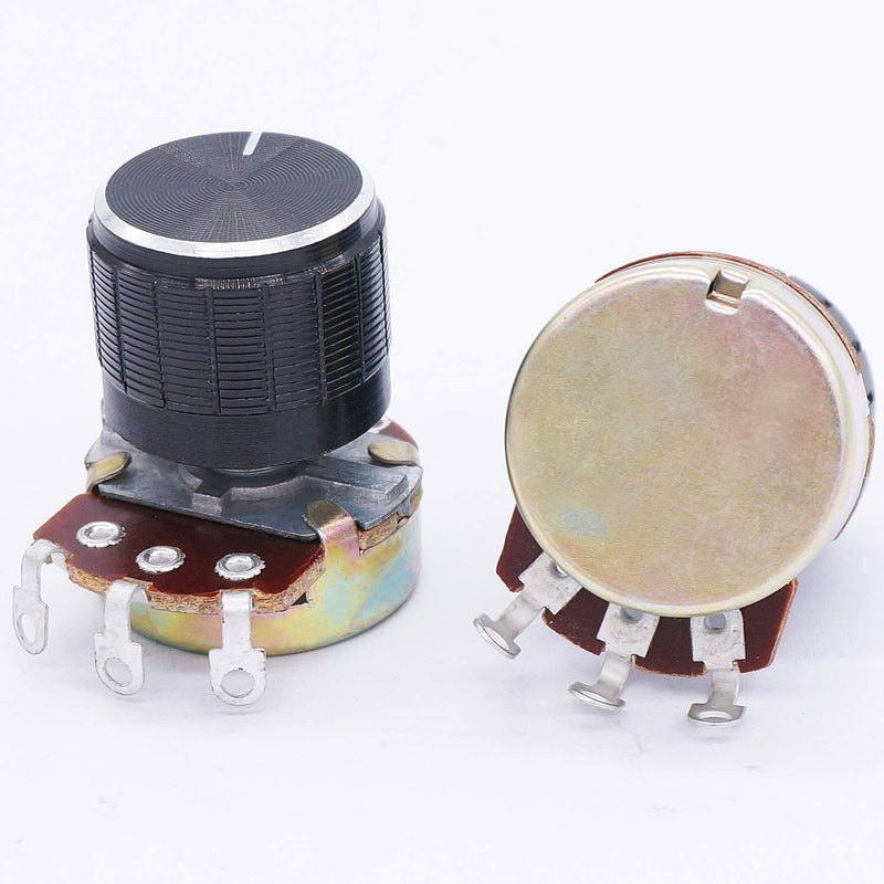 TWTADE / 3pcs 500K Ohm Potentiometer Single Turn Rotary Linear Variable Potentiometer + 3pcs Black Aluminum Alloy knob