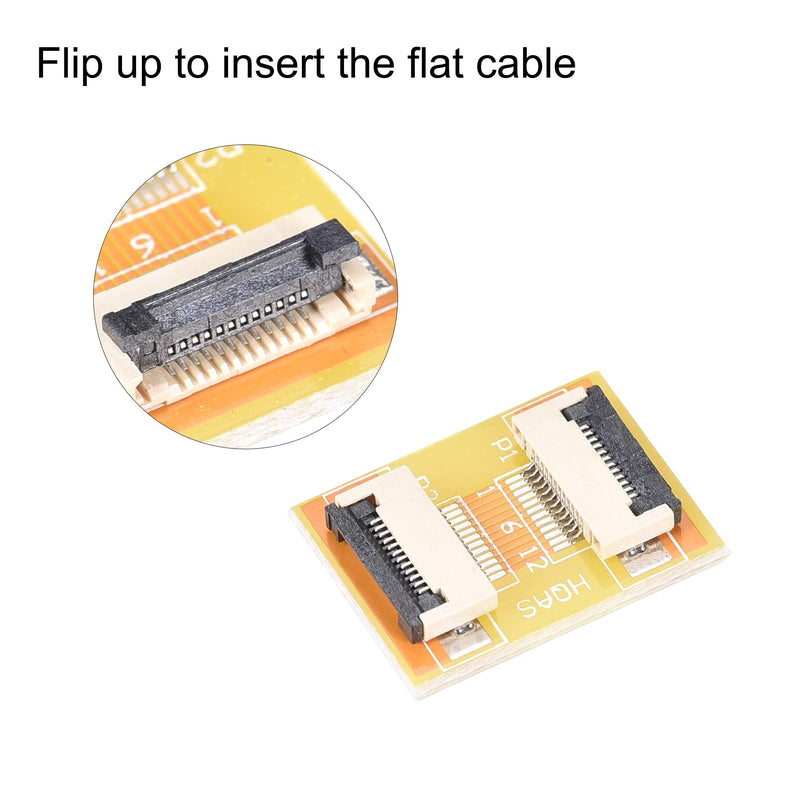 uxcell Flexible Flat Cable (A Type) and Flip Up to Mount Extend Adapter Kit, 12 Pin 0.5mm Pitch 200mm FFC for LCD TV Car Audio DVD Player Laptop