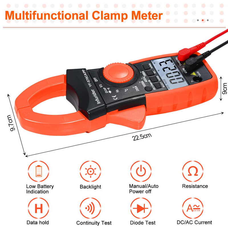Digital Clamp Meter 570CAPP 4000 Counts Auto-ranging AC DC Volt Current Multimeter for Accurate Measure Voltage,Amp,Resistance,Capacitance,Temperature,Continuity with APP via Bluetooth 1.YF-570C-APP AC DC Current Clamp with BT