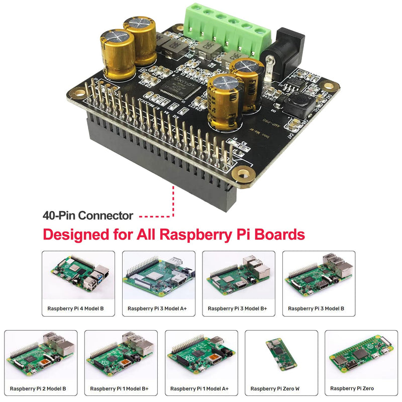 Raspberry Pi Audio Amplifier 2x80W Peak Output Class D HiFi AMP Pro Hat Featuring 192KHz/24bit MA12070P Support Volumio, MoOde, Raspbian,and LibreELEC