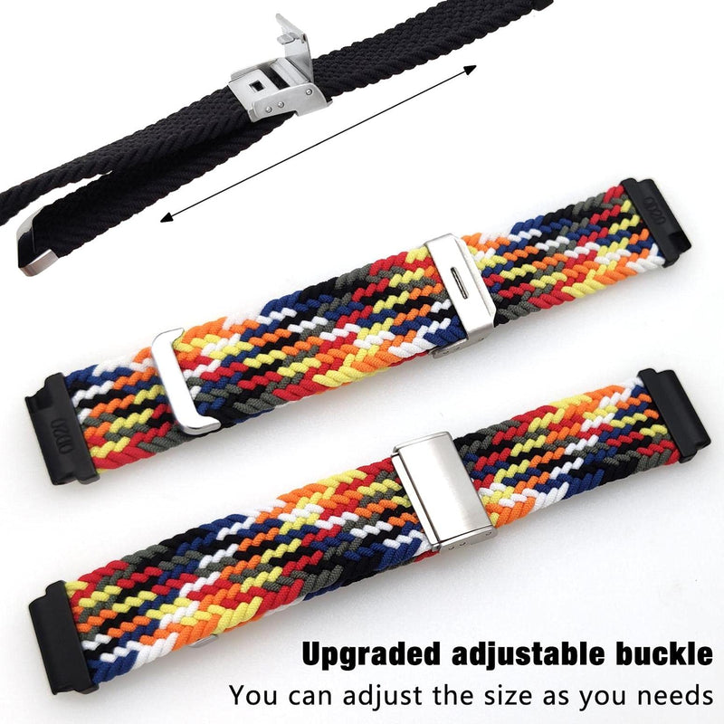 Abanen for Garmin Venu Sq / Vivoactive 3 Braided Loop Watch Bands, 20mm Elastic Soft Stretchy Nylon Wristband Strap with Adjustable Clasp for Garmin Venu/Vivomove 3,Approach S40 Multicolor