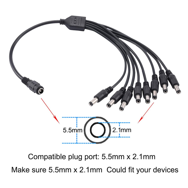 12V 7A Power Supply Security Surveillance - AC 100-240V to DC 12 Volt 7 Amp Switching Power Supply Adapter Transformer with 1 to 8 Splitter Cable for LED Strip Light CCTV Security System 12V 7A with 8-Way Splitter Cable