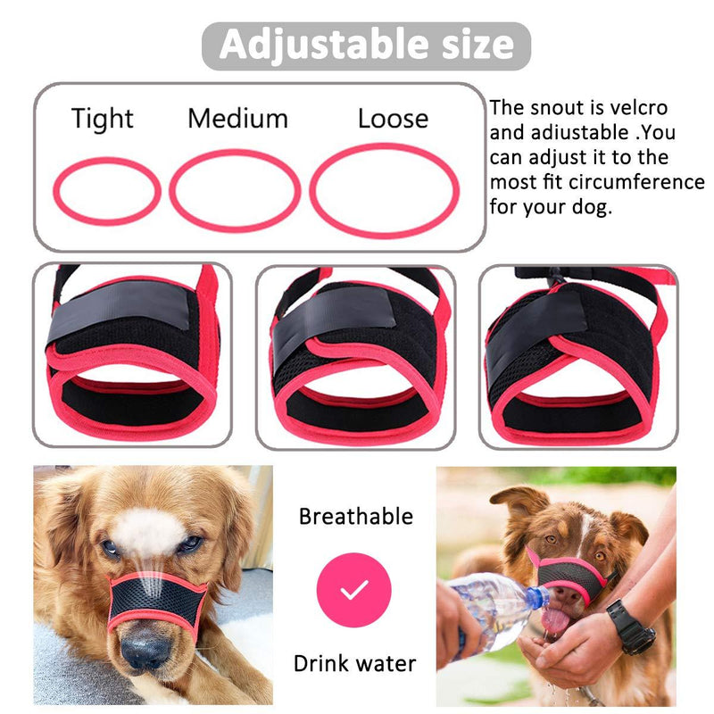 LUCKYPAW Dog Muzzle Anti Biting Barking and Chewing, with Comfortable Mesh Soft Fabric and Adjustable Strap, Suitable for Small, Medium and Large Dogs XS Black